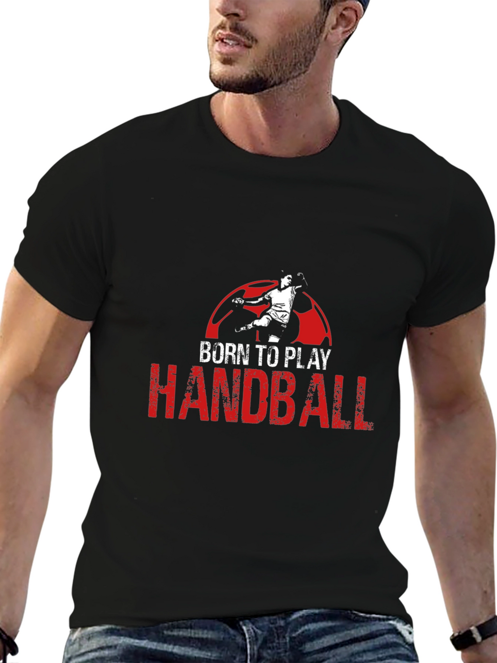 Born to Play Handball Black Graphic T-Shirt