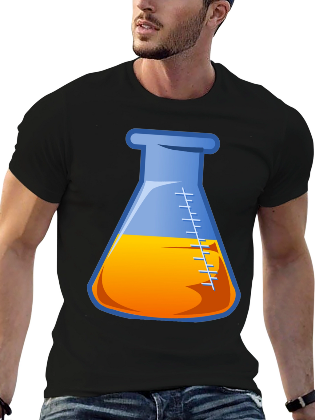 Science Beaker Graphic T-Shirt - Black