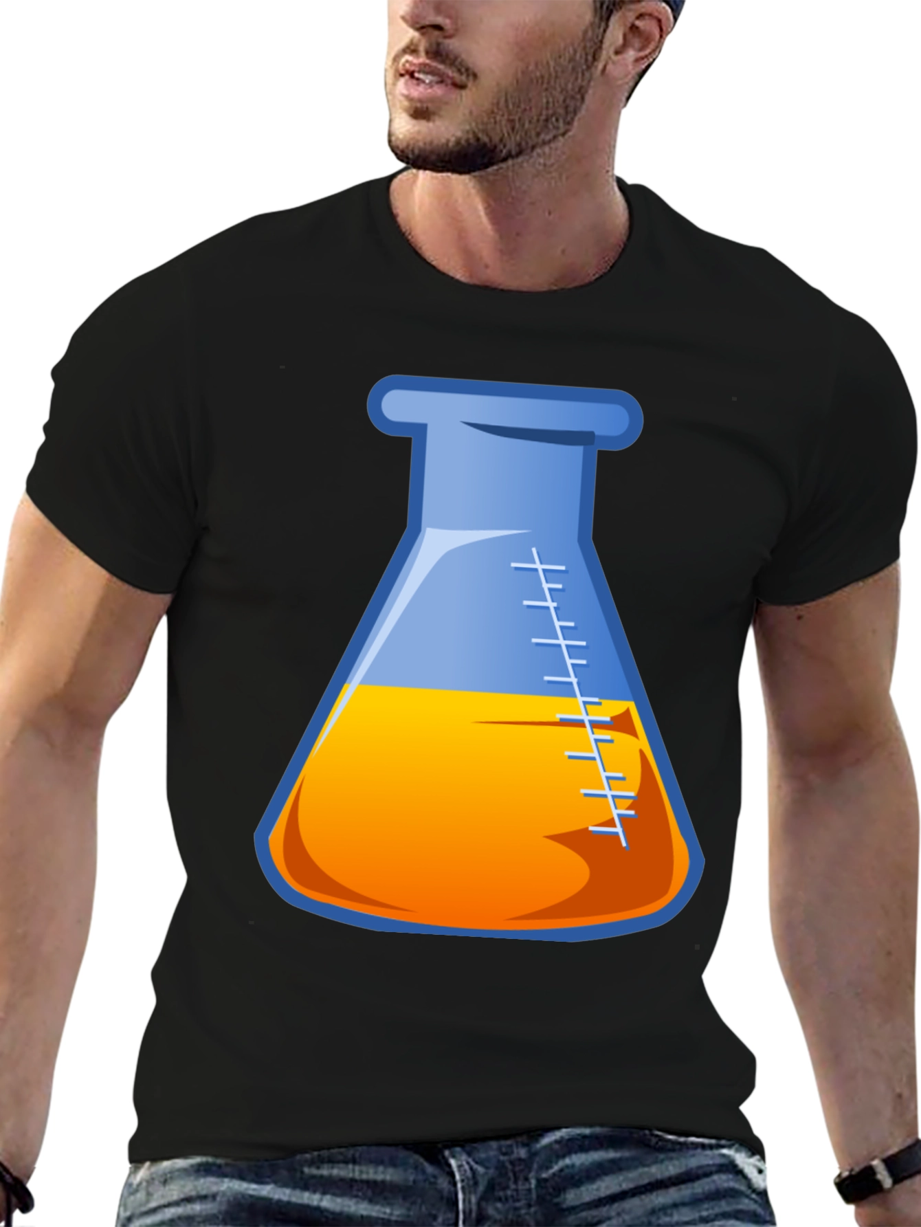 Science Beaker Graphic T-Shirt - Black