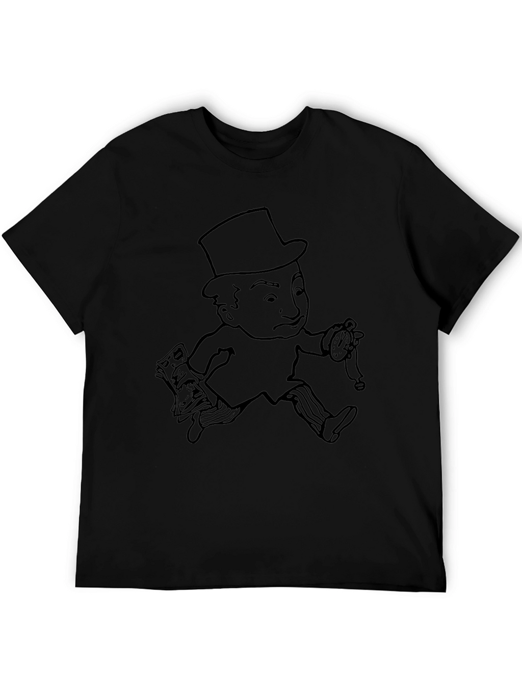 Monopoly Man Graphic Tee - Black Cotton T-Shirt