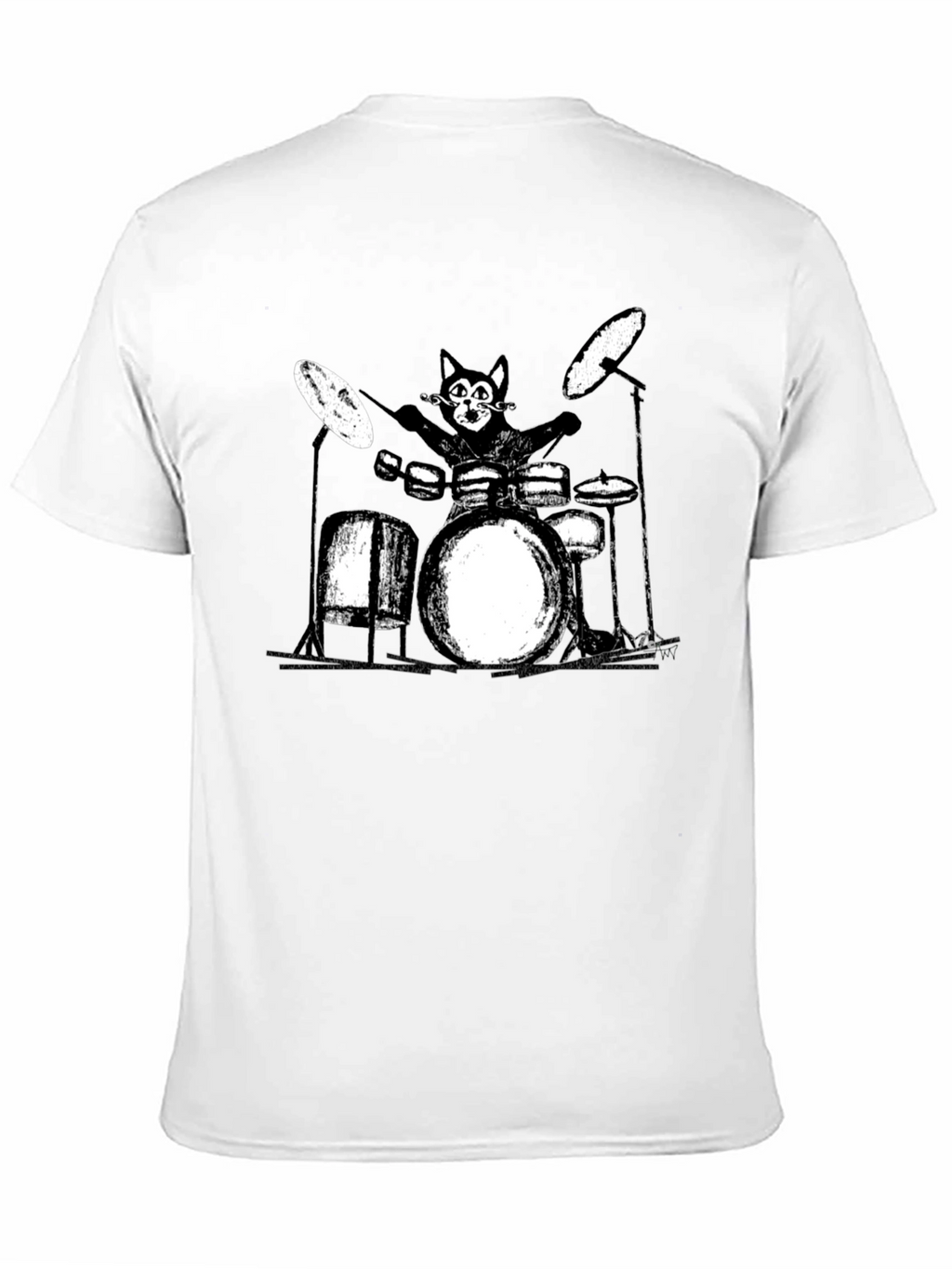 Cool Cat Drummer T-Shirt - Black