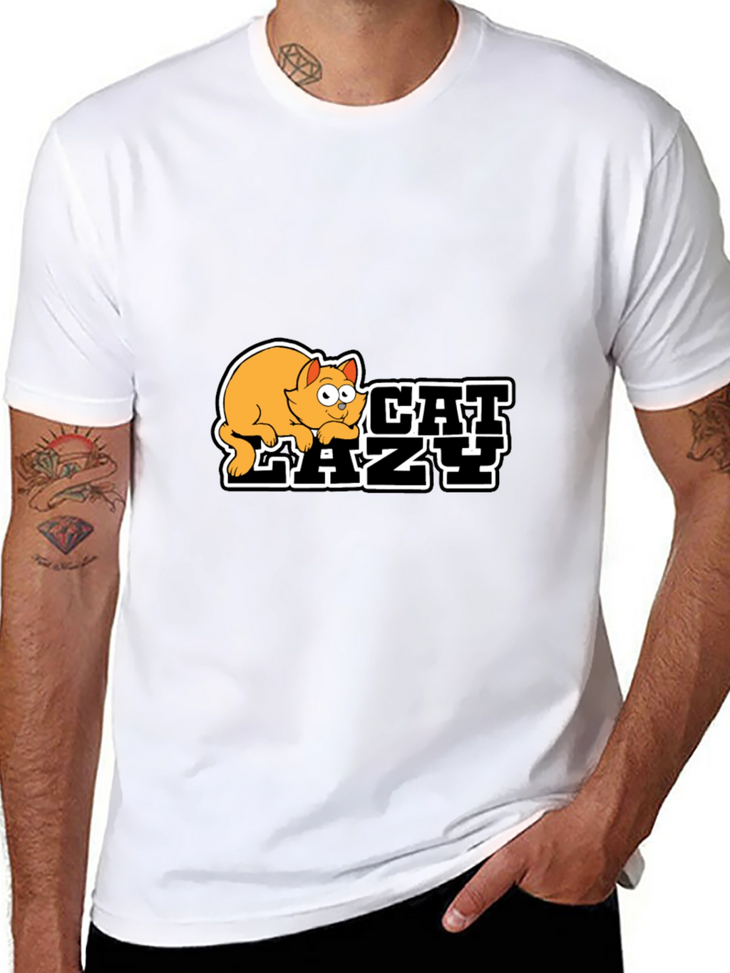 Lazy Cat Graphic Black T-Shirt - Unisex
