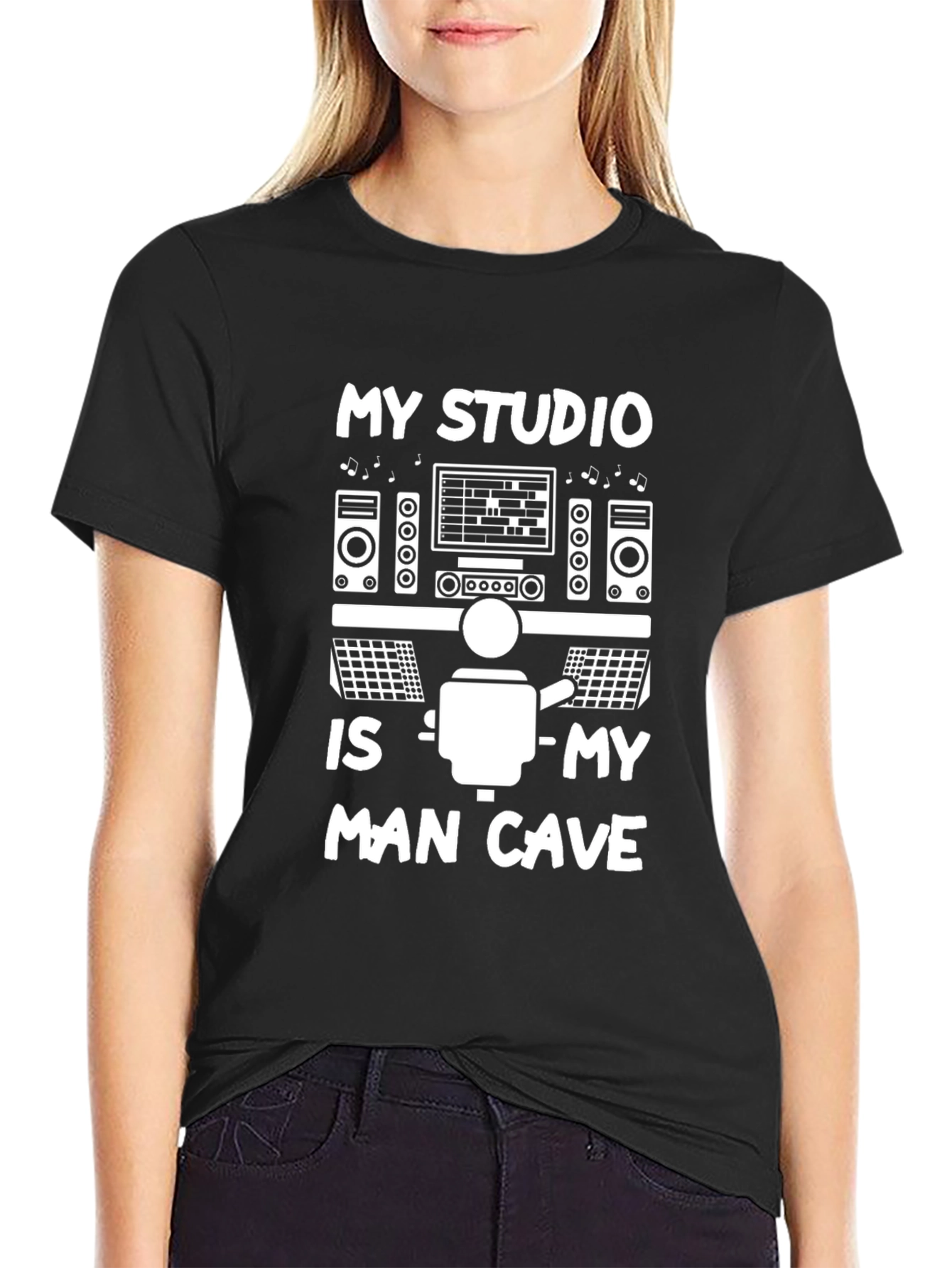 My Studio is My Man Cave Black T-Shirt