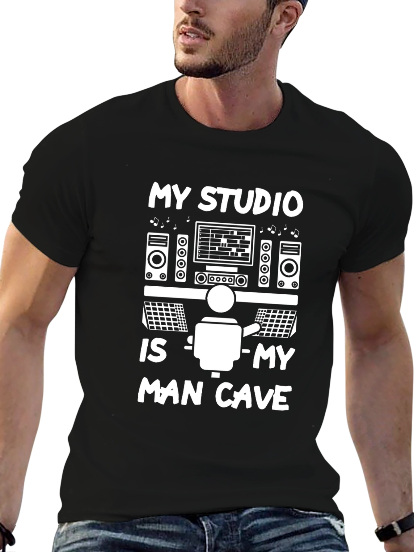 My Studio is My Man Cave Black T-Shirt