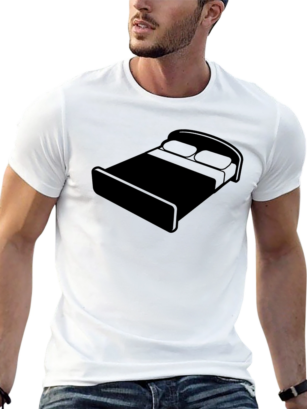 Bed Graphic Black T-Shirt - Relaxed Comfort