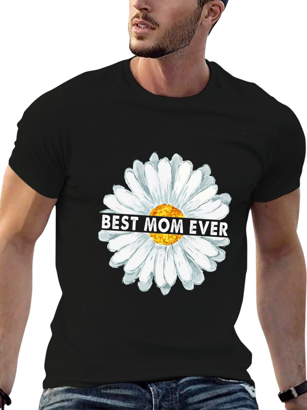 Best Mom Ever Daisy Flower Graphic T-Shirt