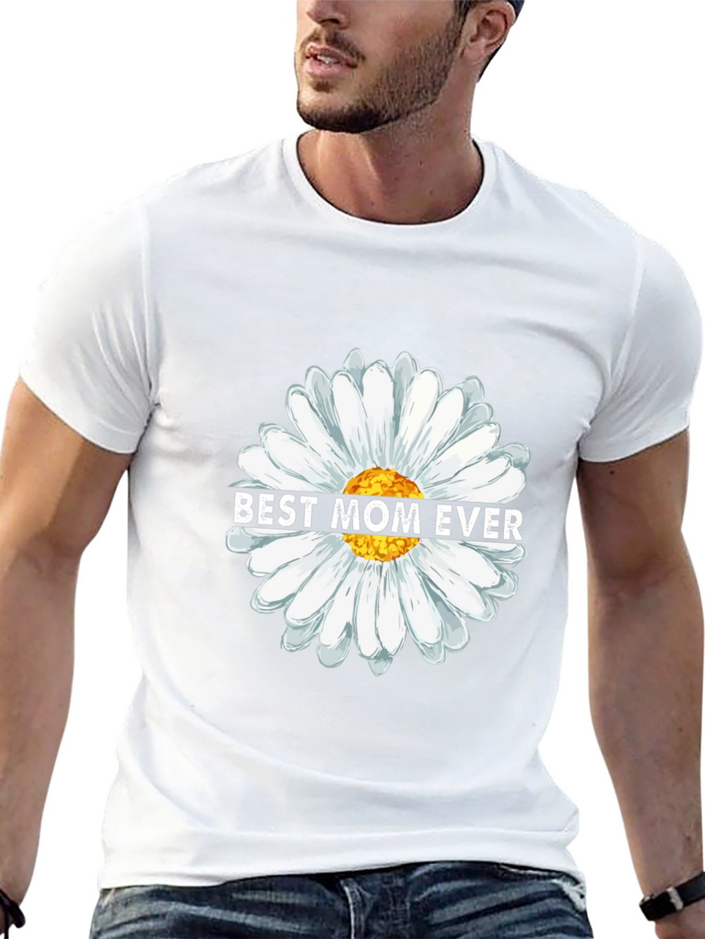 Best Mom Ever Daisy Flower Graphic T-Shirt