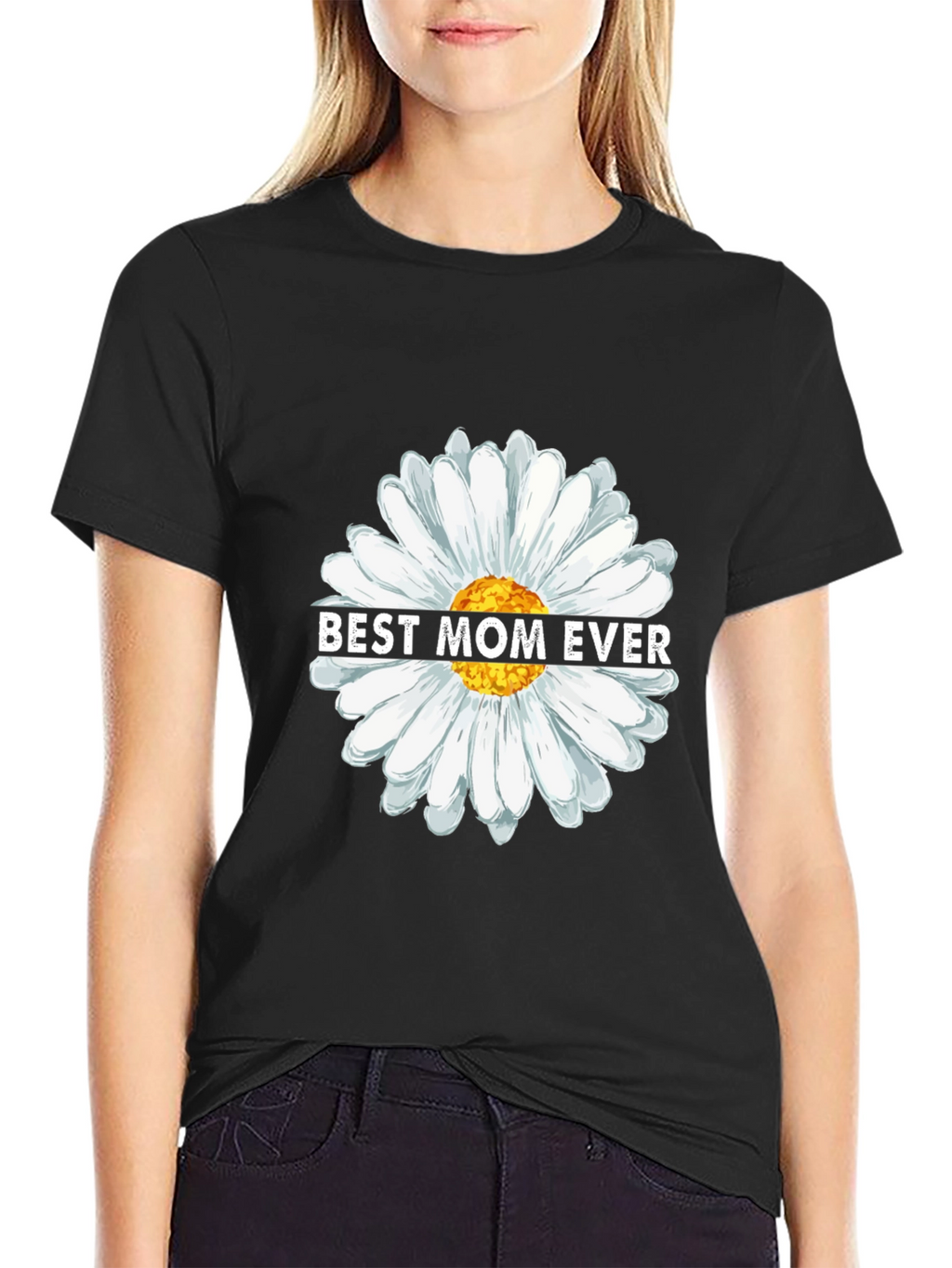 Best Mom Ever Daisy Flower Graphic T-Shirt