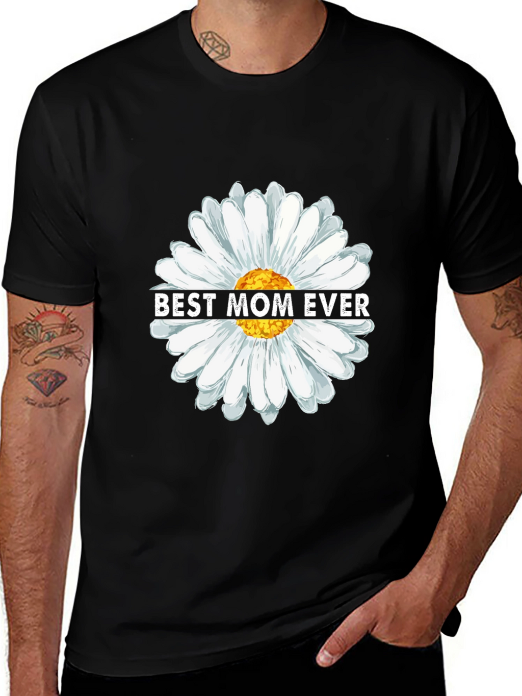 Best Mom Ever Daisy Flower Graphic T-Shirt