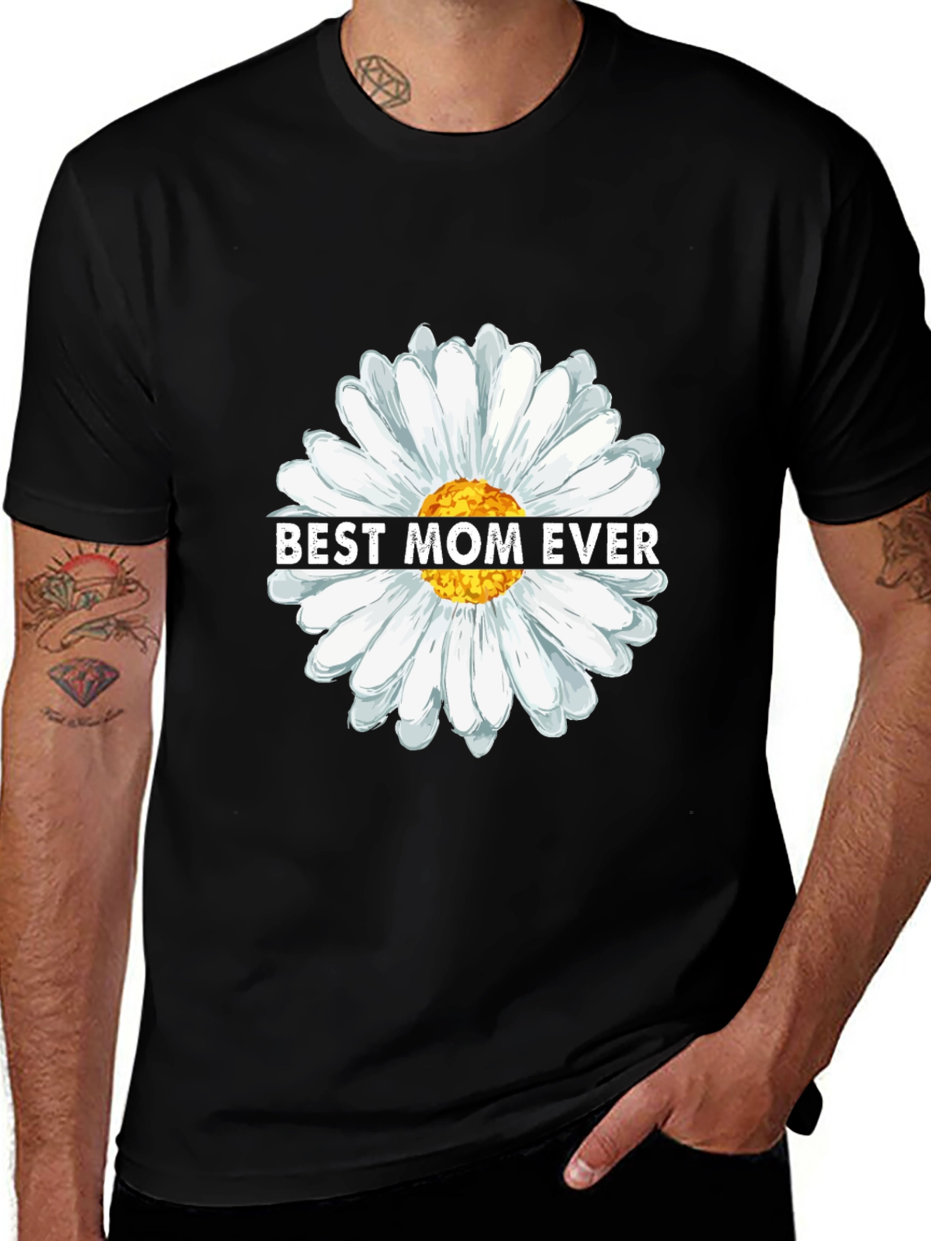 Best Mom Ever Daisy Flower Graphic T-Shirt