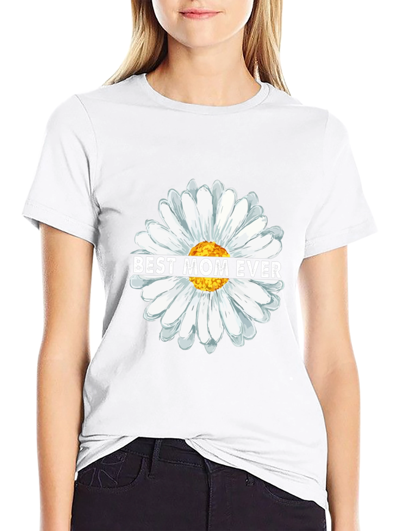 Best Mom Ever Daisy Flower Graphic T-Shirt