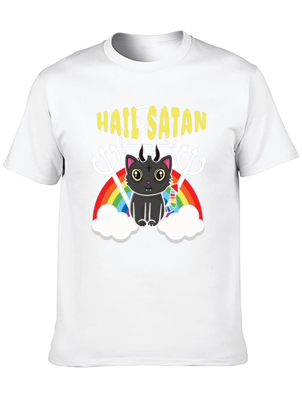 Hail Satan Cat Rainbow T-Shirt