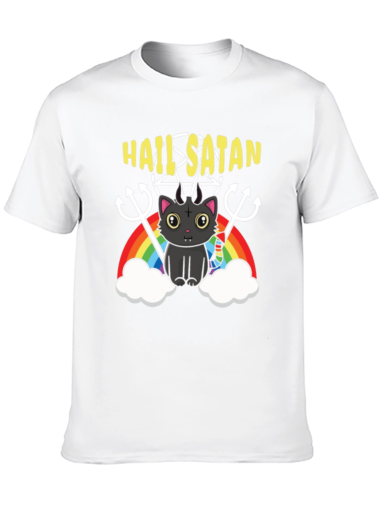 Hail Satan Cat Rainbow T-Shirt