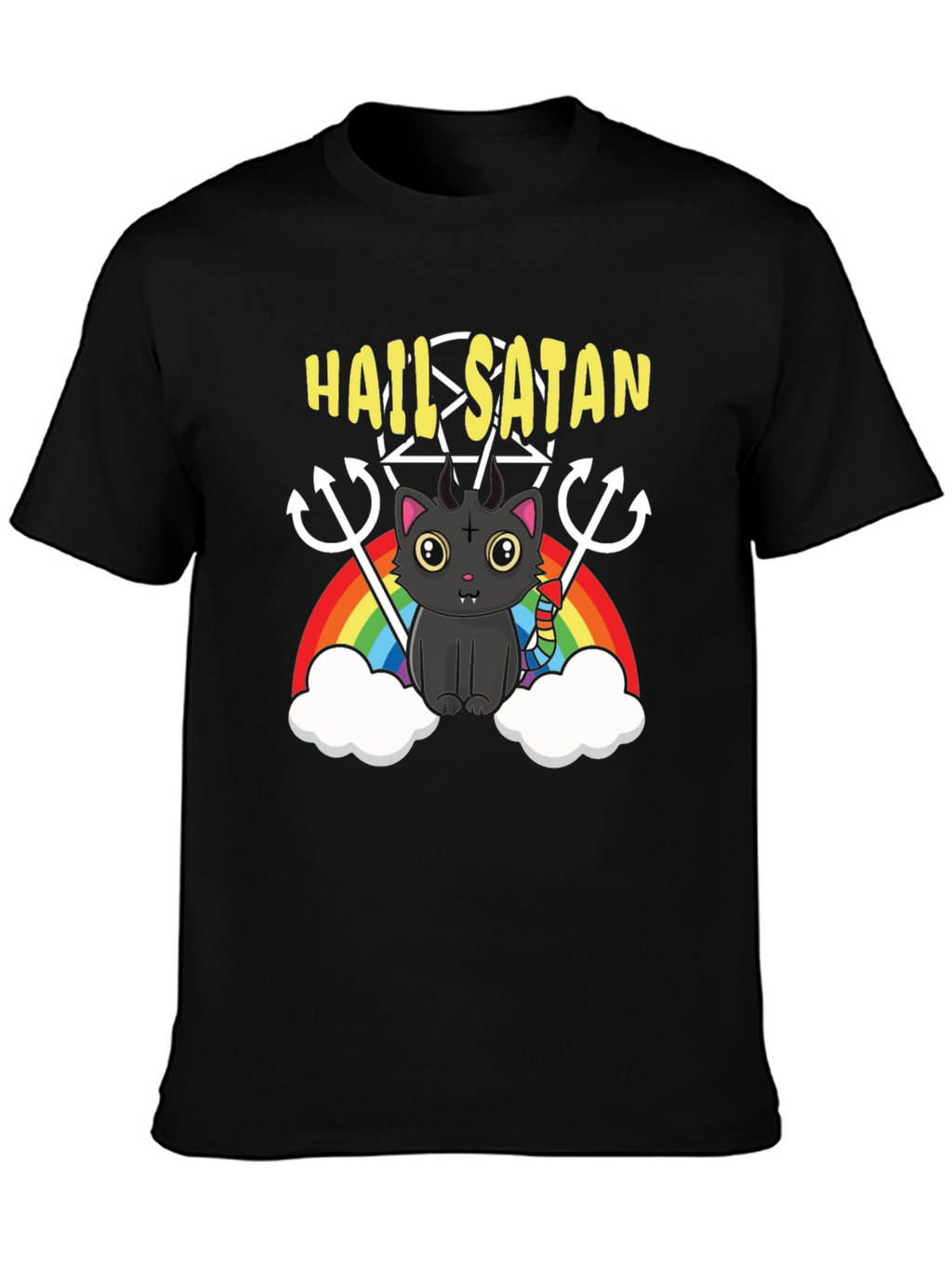 Hail Satan Cat Rainbow T-Shirt