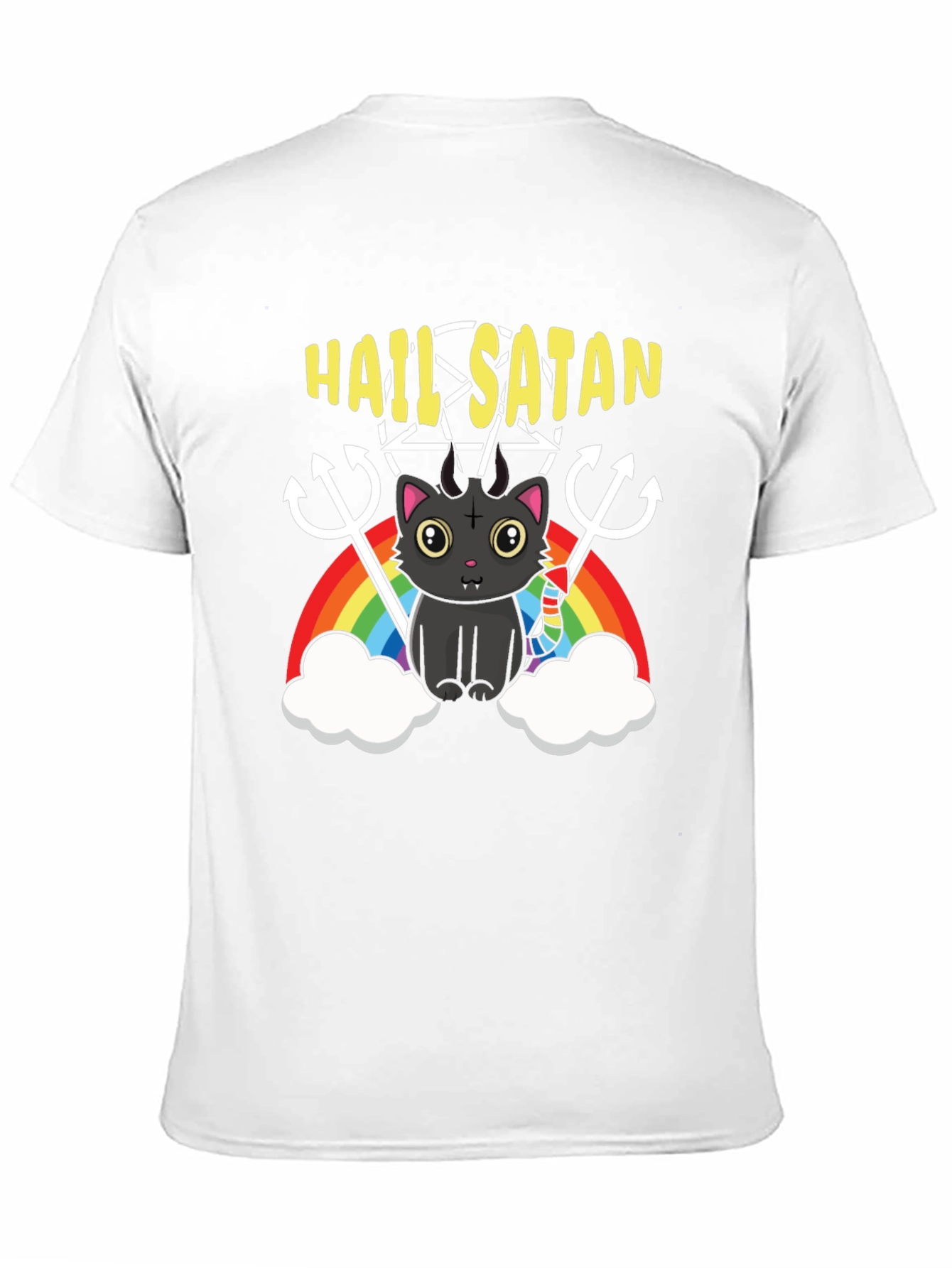 Hail Satan Cat Rainbow T-Shirt