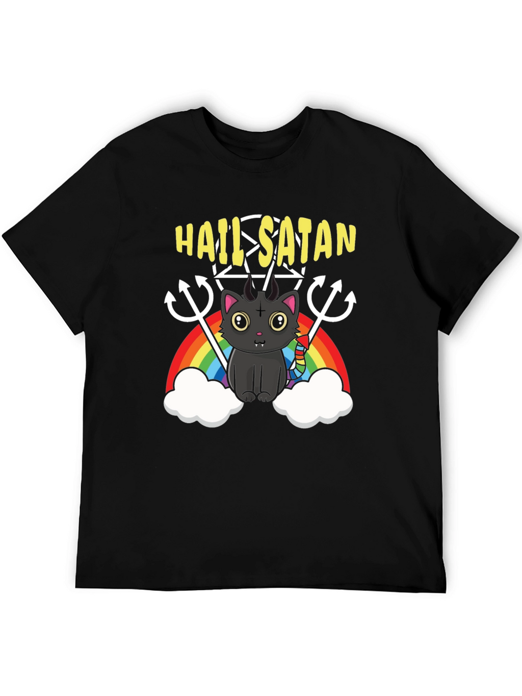 Hail Satan Cat Rainbow T-Shirt