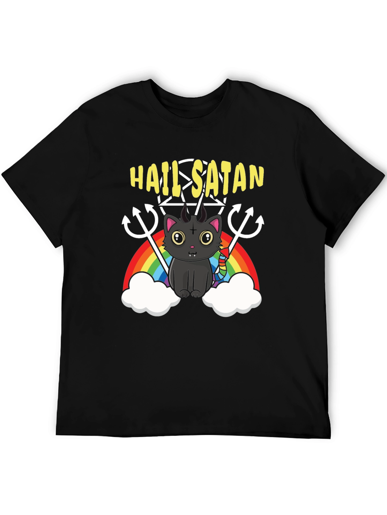 Hail Satan Cat Rainbow T-Shirt