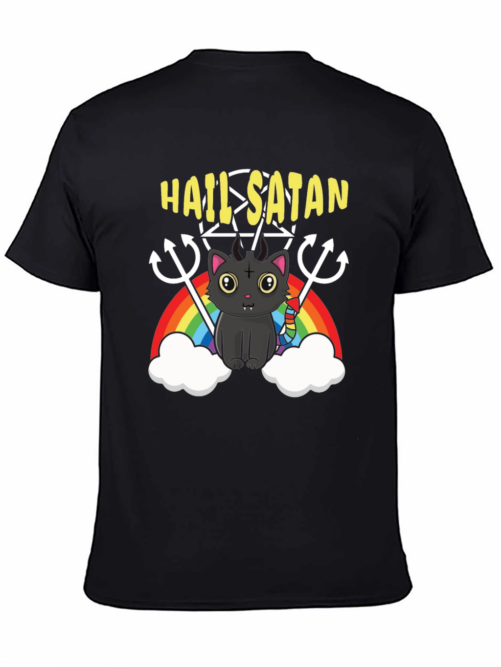 Hail Satan Cat Rainbow T-Shirt