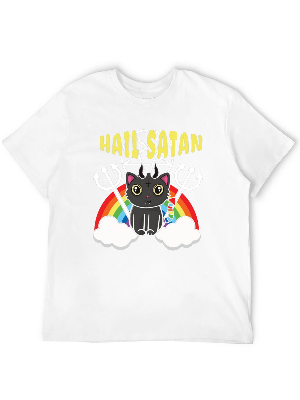 Hail Satan Cat Rainbow T-Shirt