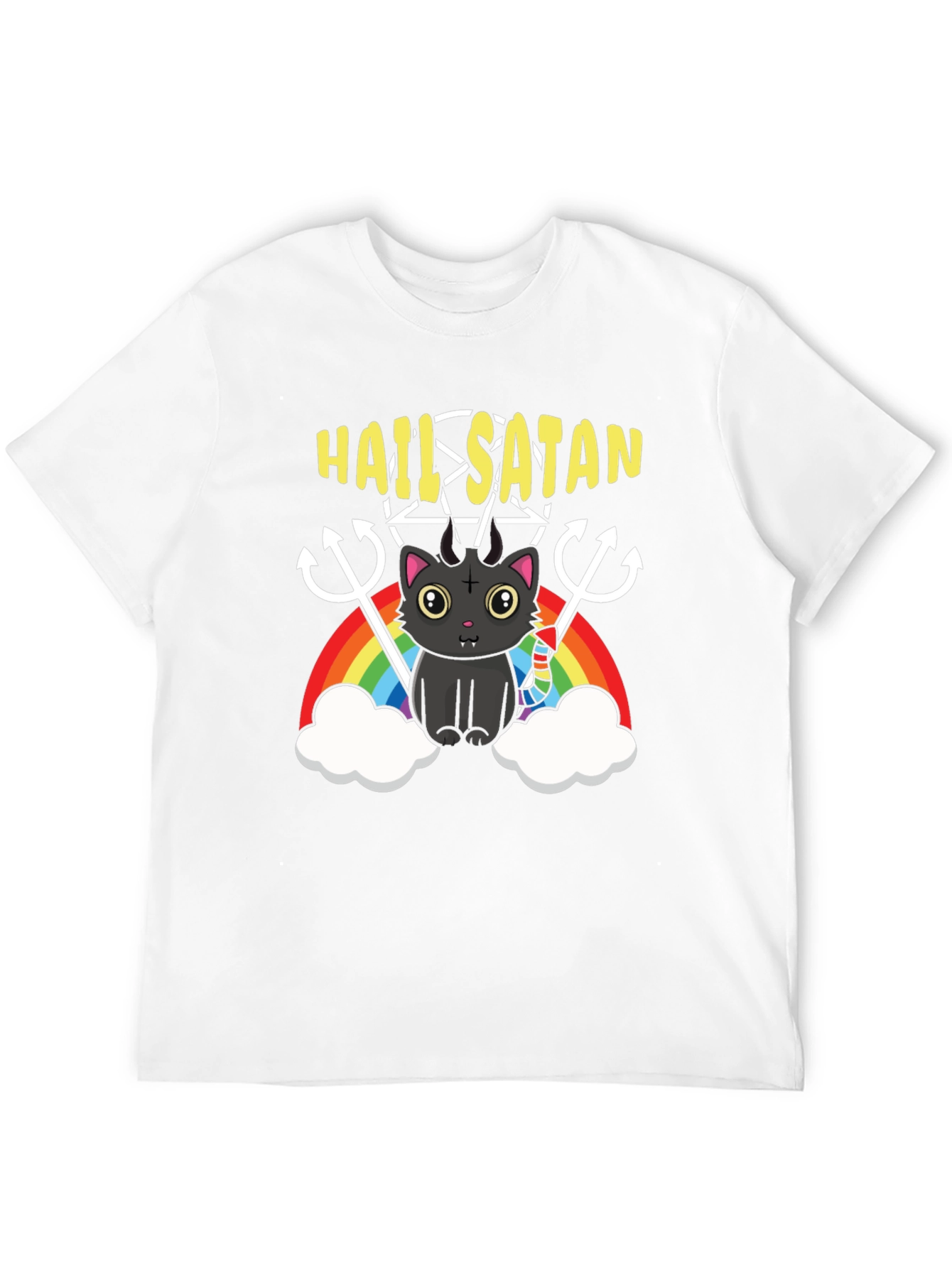 Hail Satan Cat Rainbow T-Shirt