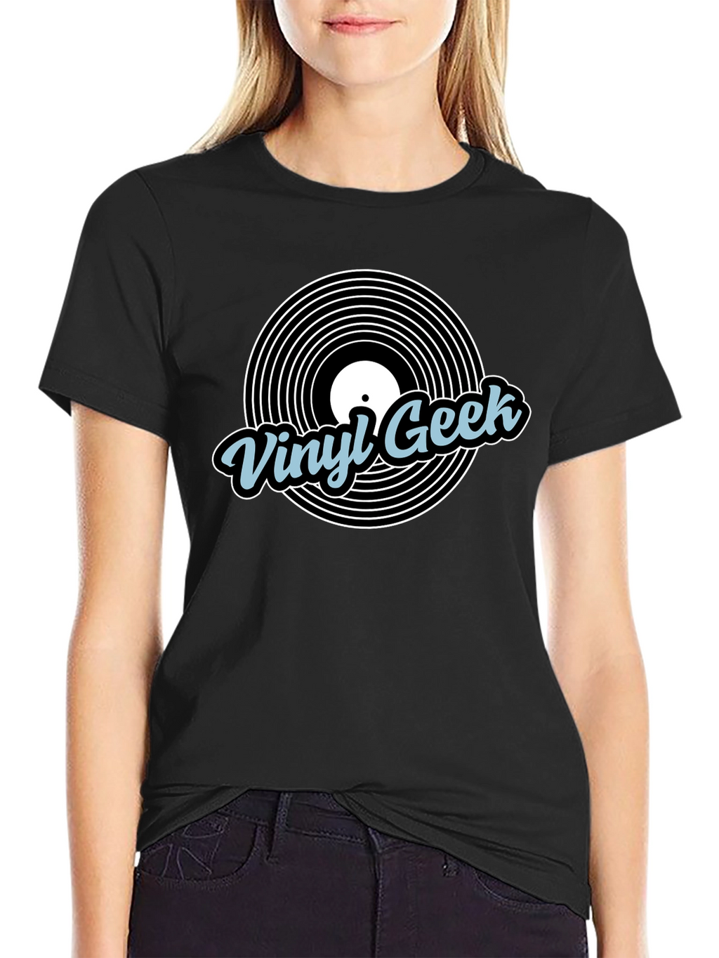 Vinyl Geek Black Graphic T-Shirt