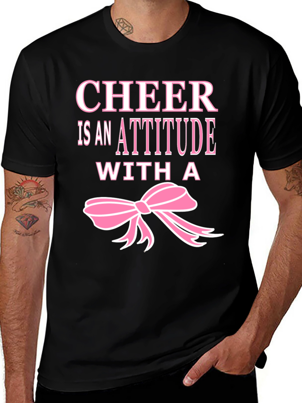 Cheer Attitude T-Shirt - Pink Ribbon Black Tee