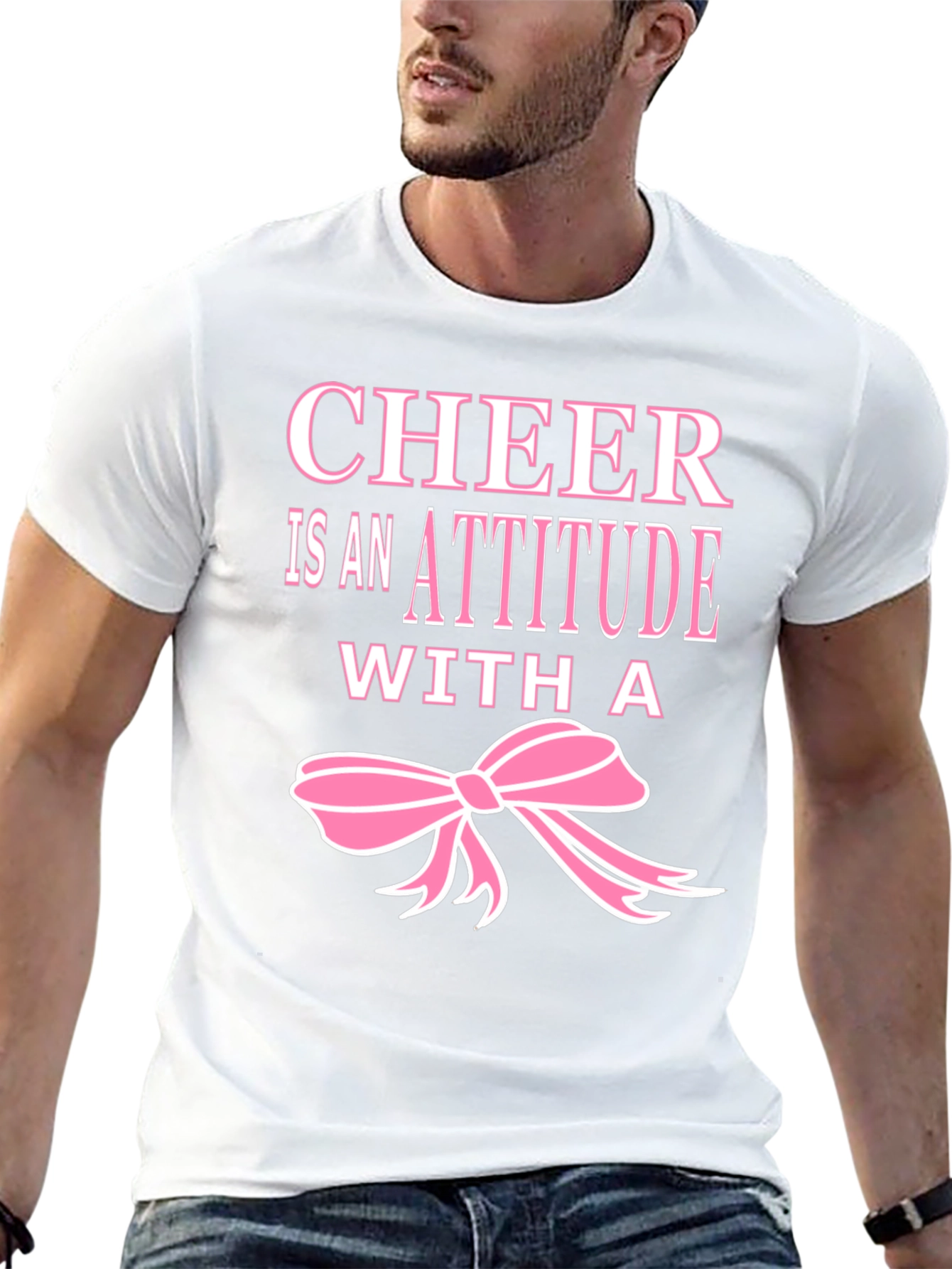 Cheer Attitude T-Shirt - Pink Ribbon Black Tee