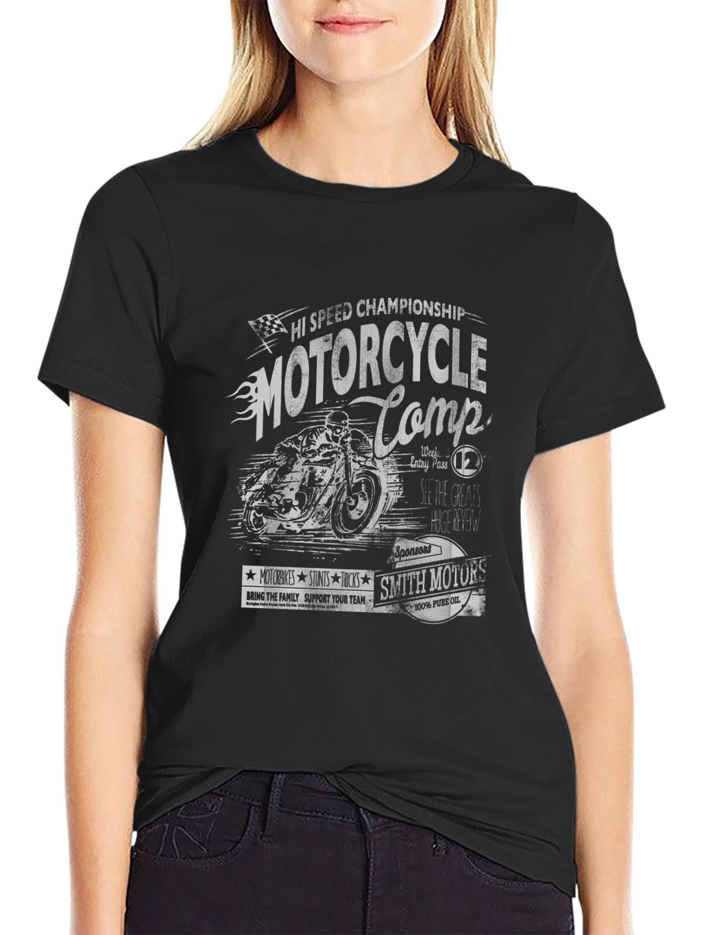 Motorcycle Competition Graphic Tee - Black