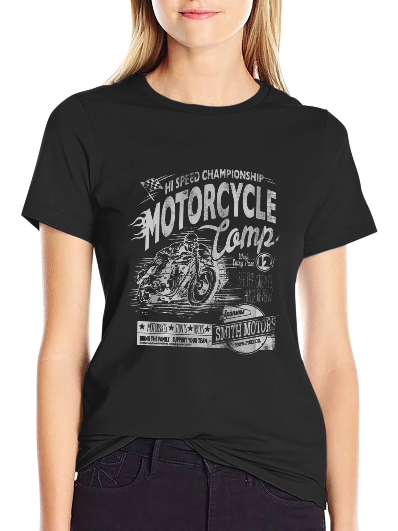Motorcycle Competition Graphic Tee - Black