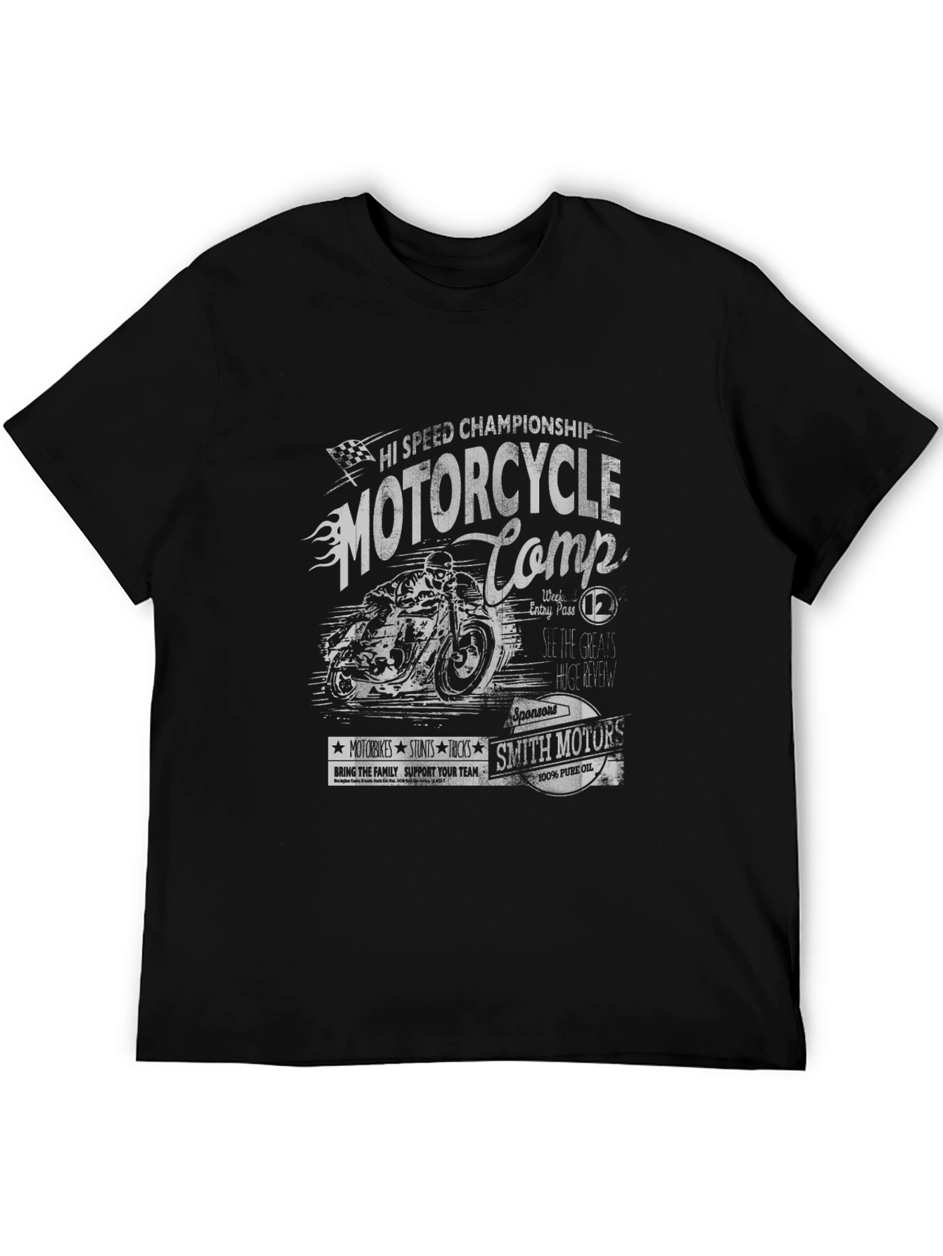 Motorcycle Competition Graphic Tee - Black