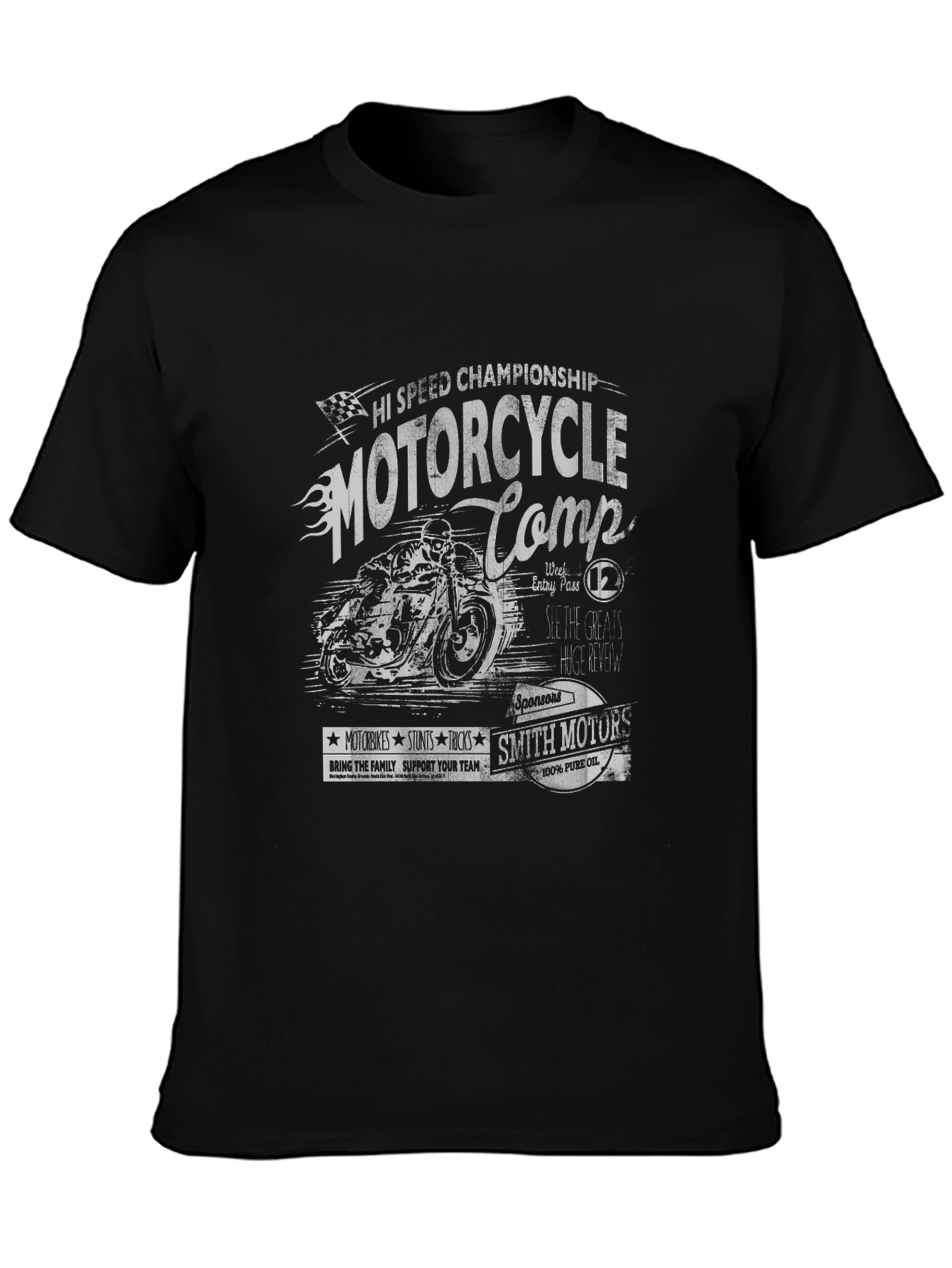 Motorcycle Competition Graphic Tee - Black