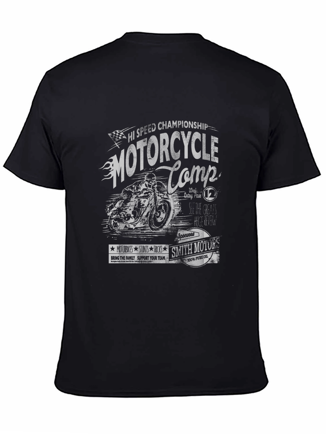 Motorcycle Competition Graphic Tee - Black