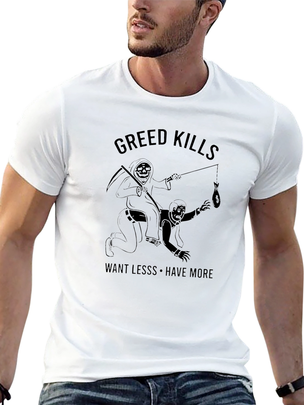 Greed Kills Graphic T-Shirt - Black