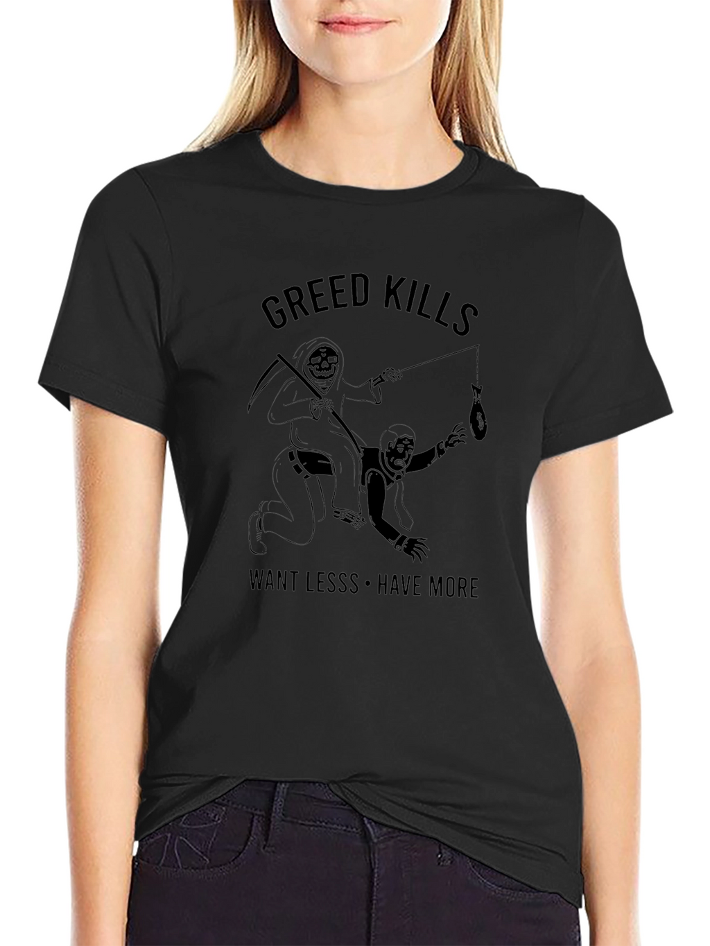 Greed Kills Graphic T-Shirt - Black