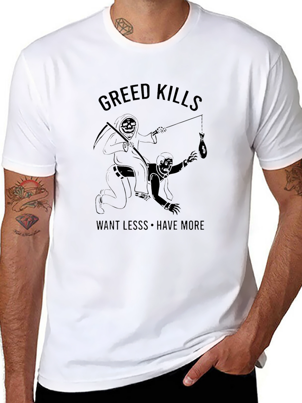 Greed Kills Graphic T-Shirt - Black