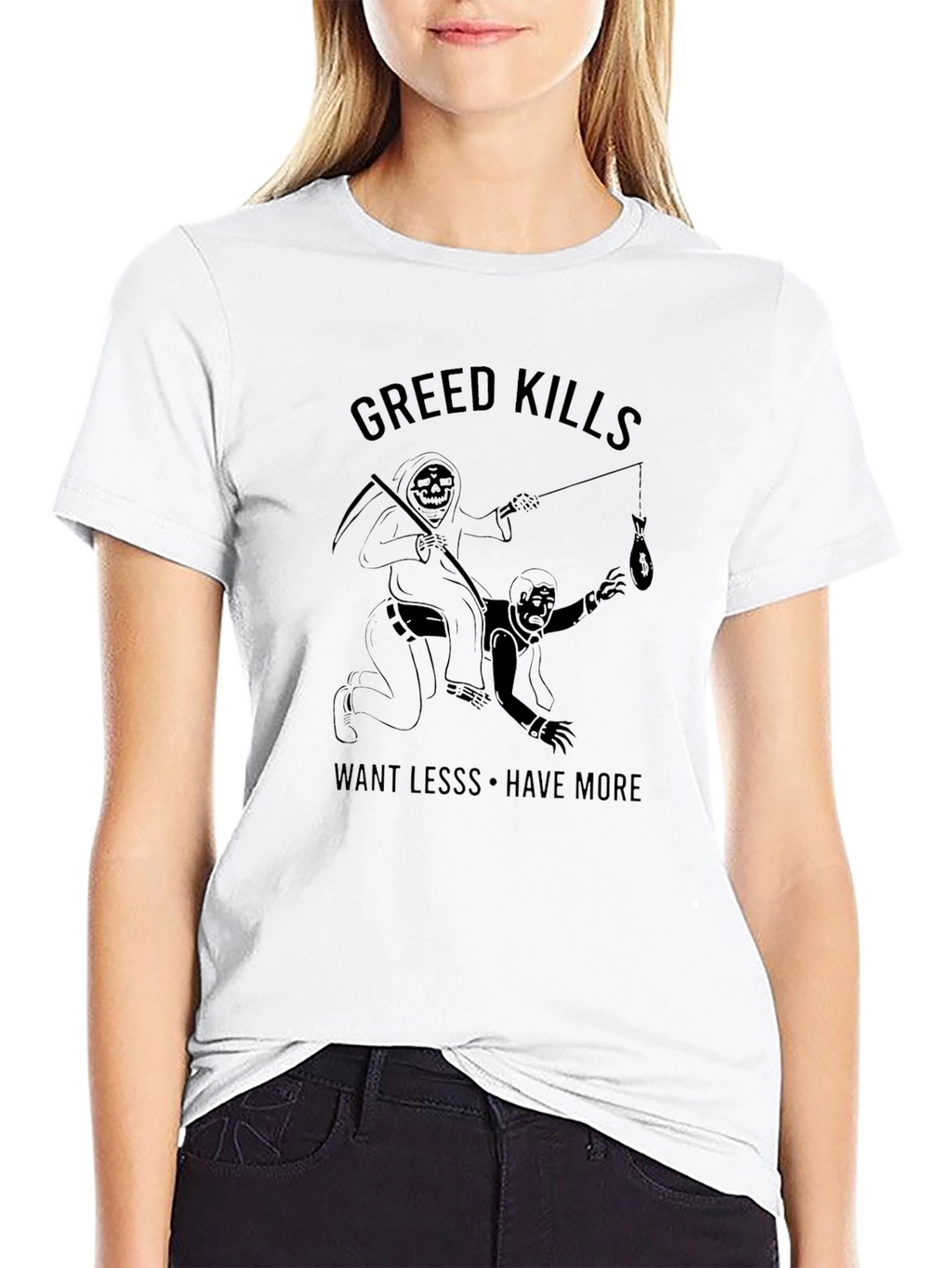 Greed Kills Graphic T-Shirt - Black
