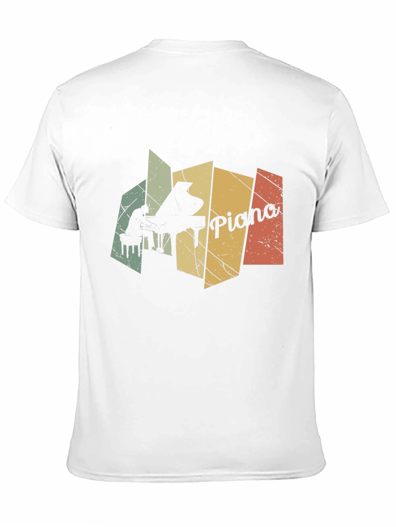 Retro Piano Player Graphic Black T-Shirt