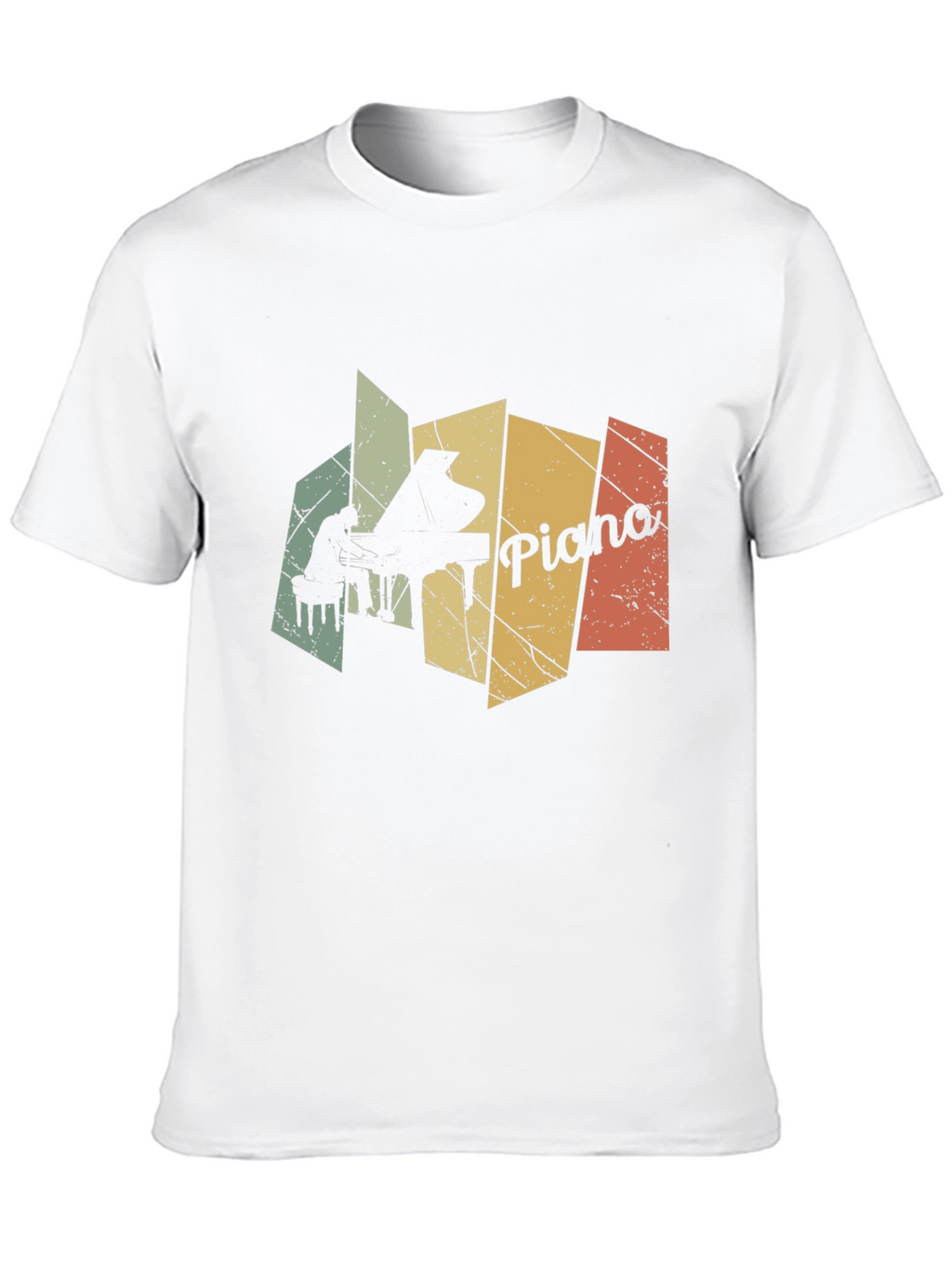 Retro Piano Player Graphic Black T-Shirt