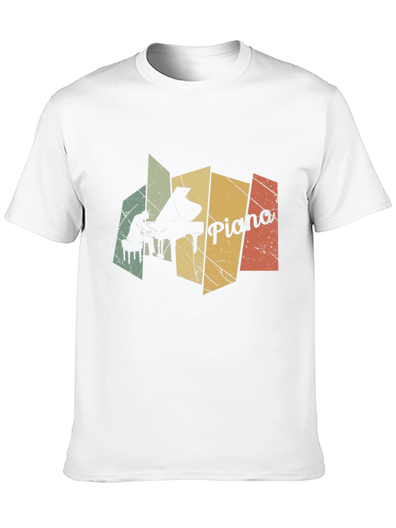 Retro Piano Player Graphic Black T-Shirt