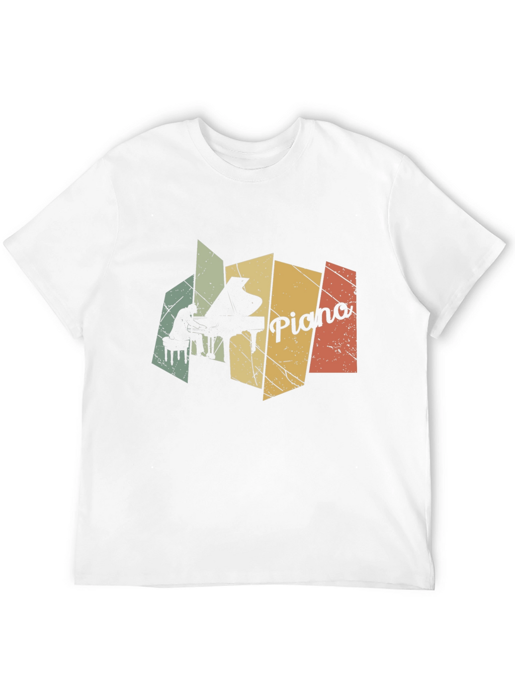 Retro Piano Player Graphic Black T-Shirt