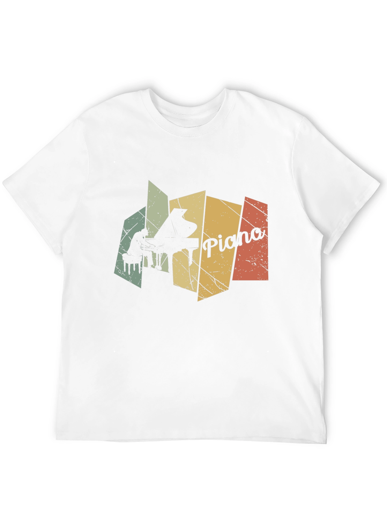 Retro Piano Player Graphic Black T-Shirt