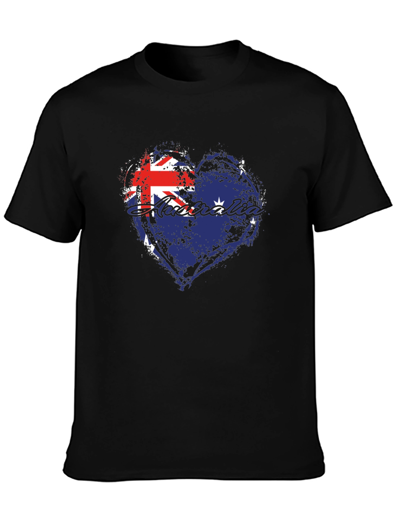 Australia Flag Heart Graphic Tee - Black