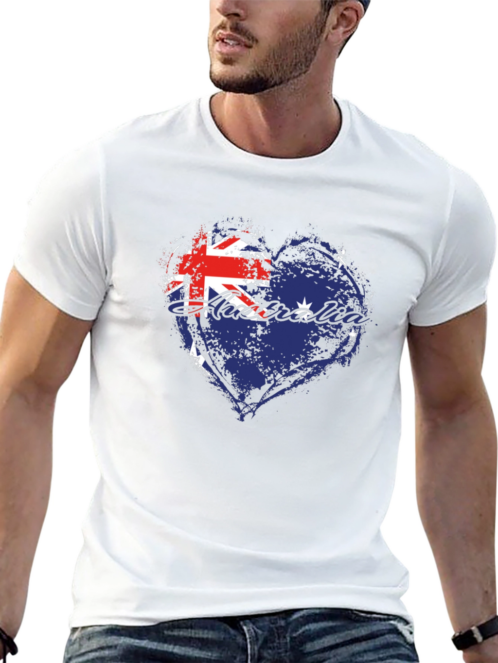 Australia Flag Heart Graphic Tee - Black