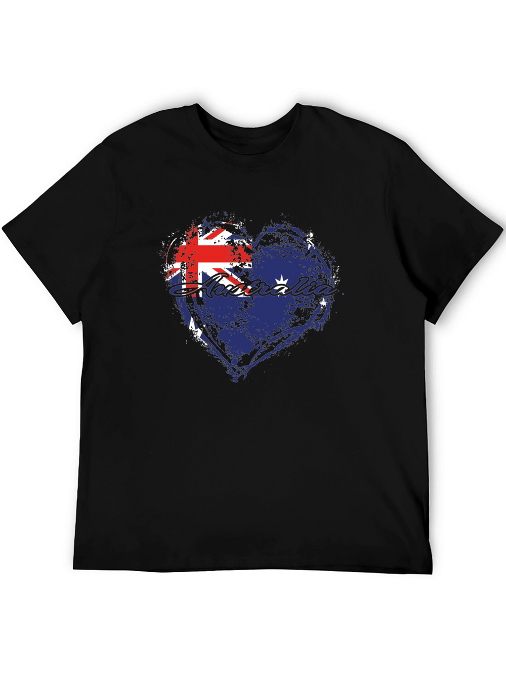 Australia Flag Heart Graphic Tee - Black