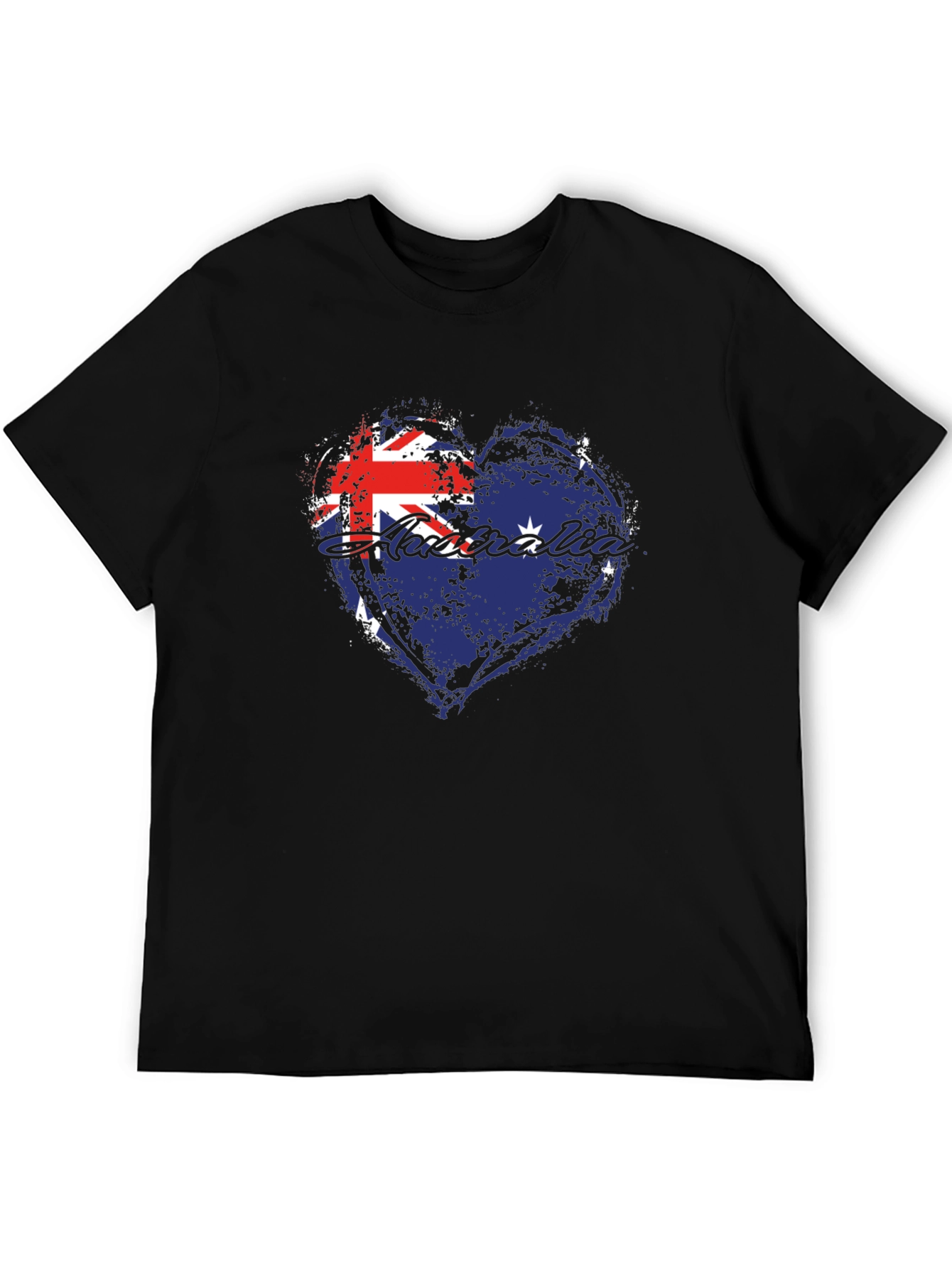 Australia Flag Heart Graphic Tee - Black