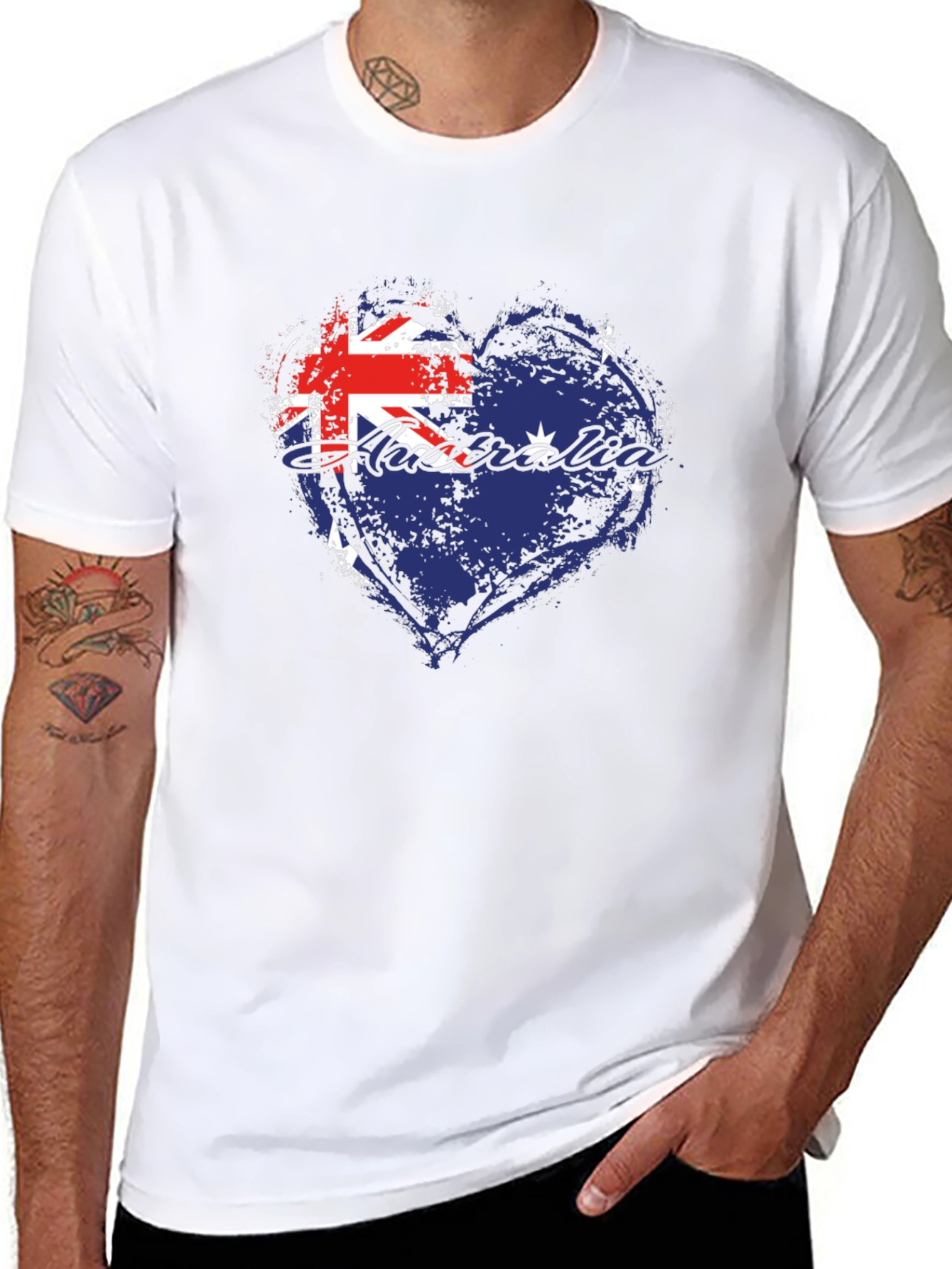 Australia Flag Heart Graphic Tee - Black