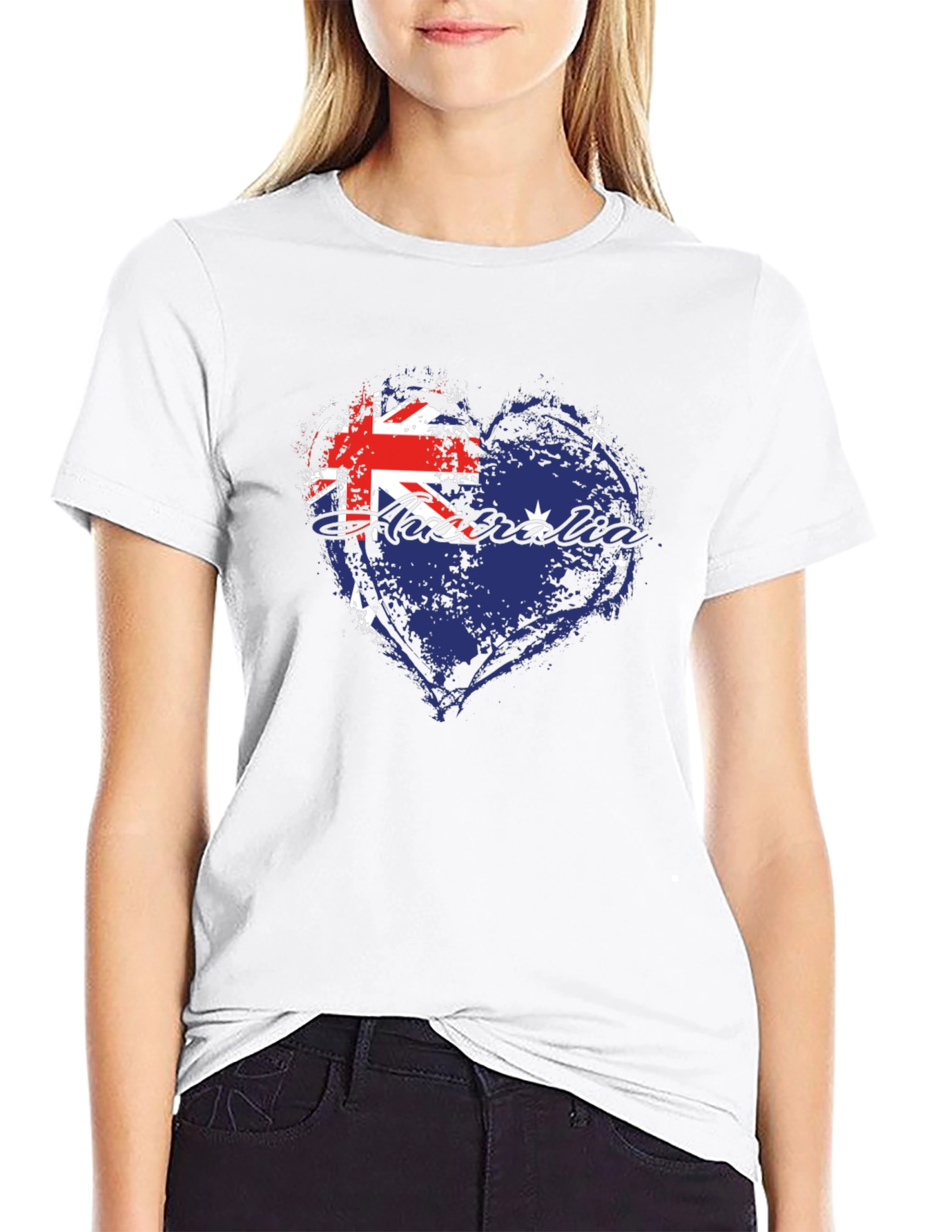 Australia Flag Heart Graphic Tee - Black