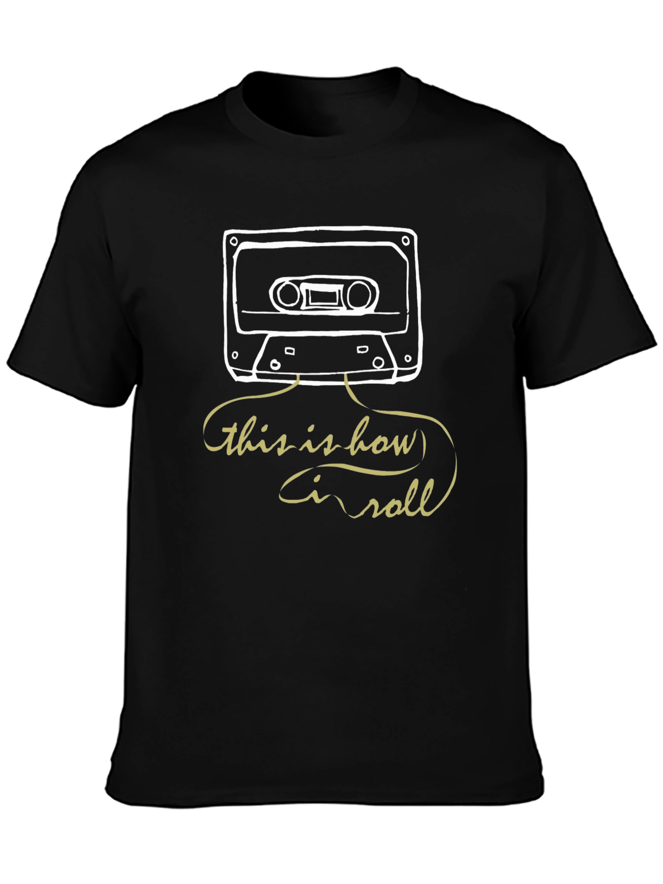 Retro Cassette Tape T-Shirt - This is How I Roll Black Tee