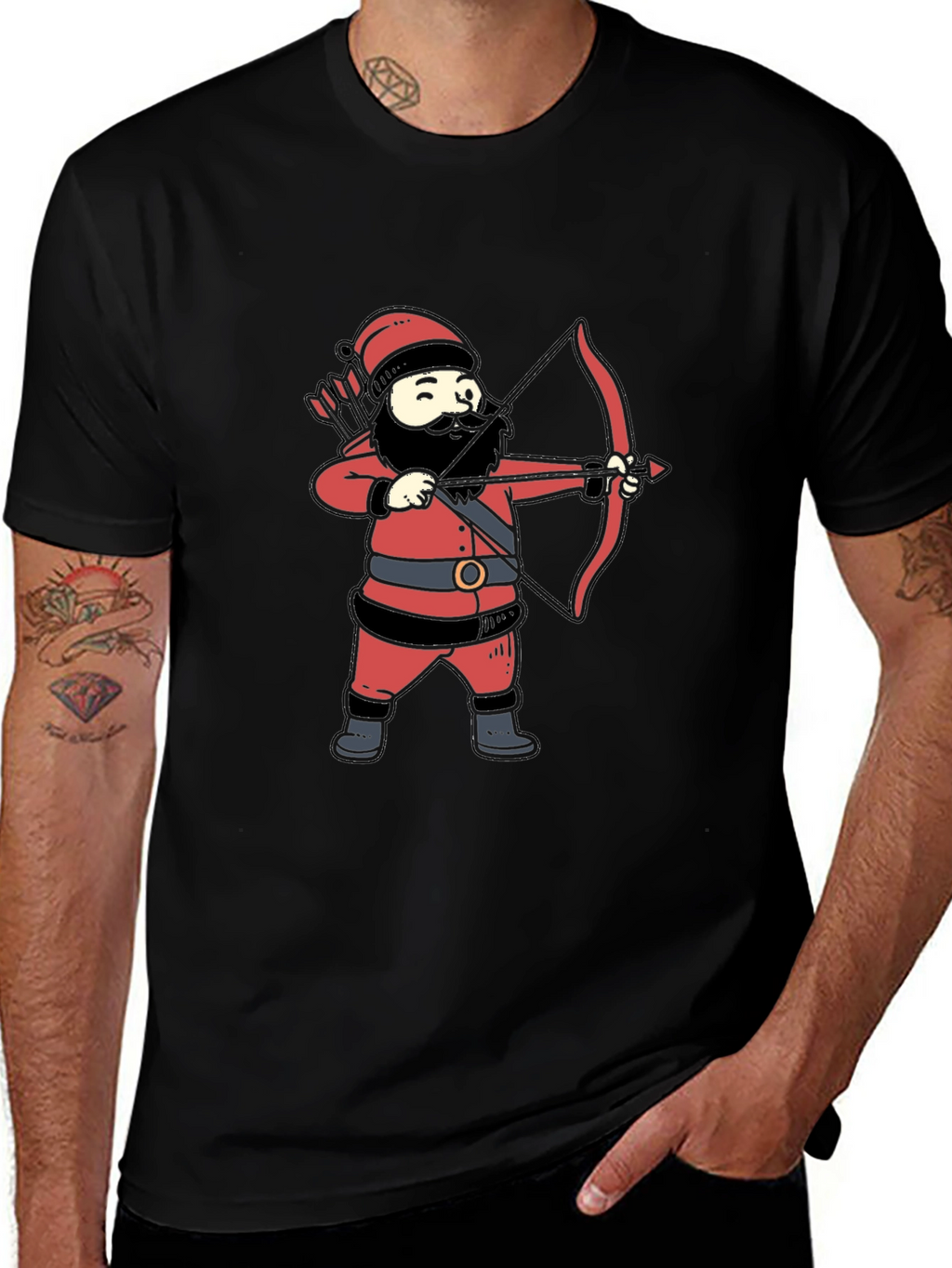 Santa Archer Graphic Tee - Black