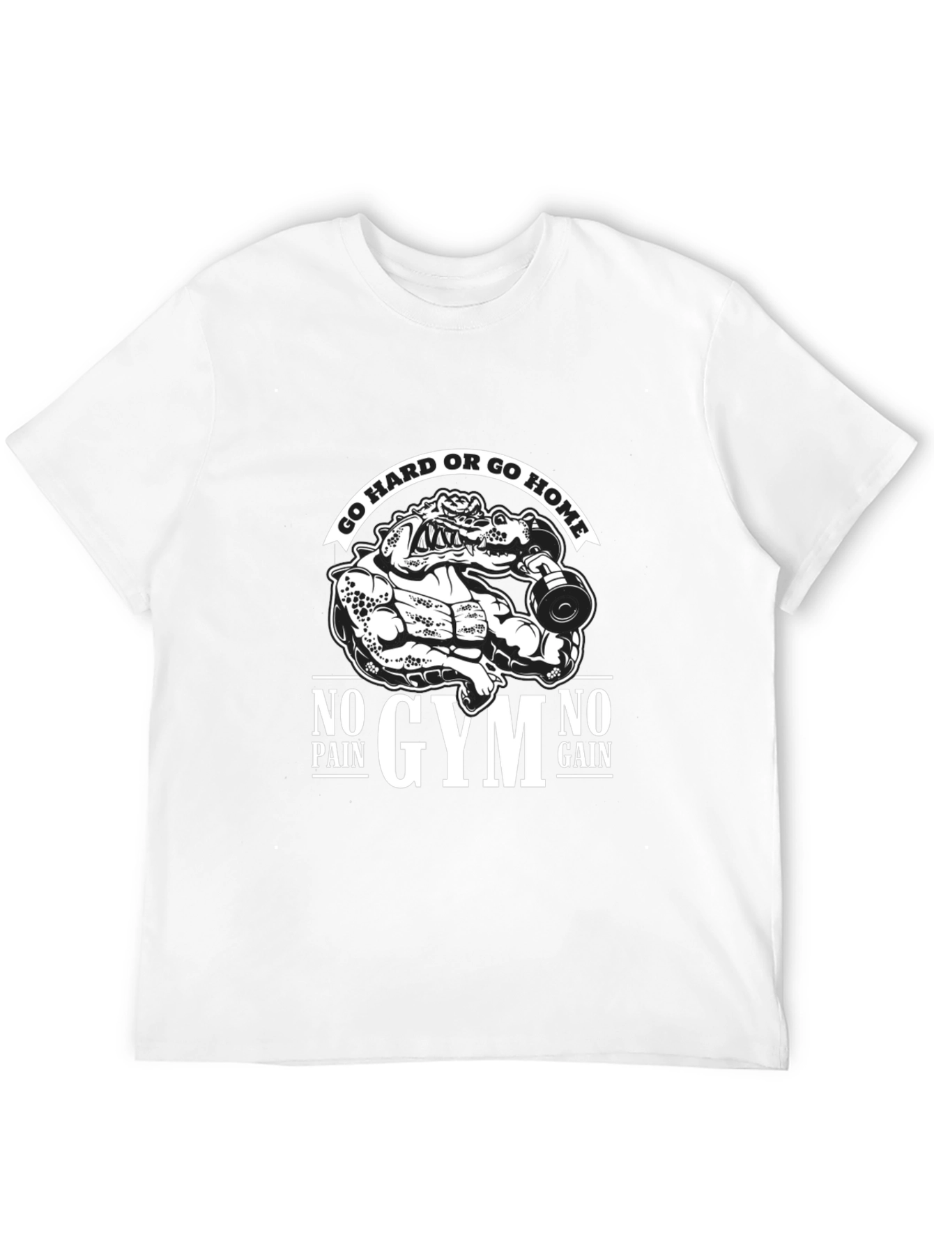 Gym Motivation Graphic Tee - No Pain No Gain Alligator Design
